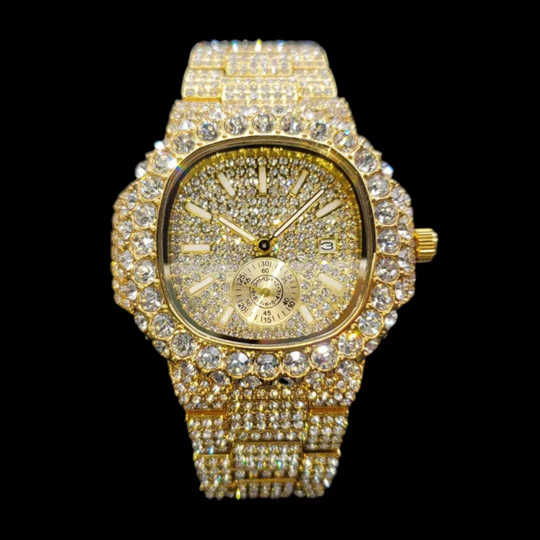VVS Full Ice Date Special Minute Hand Iced Out Watch - CaratixJewelry